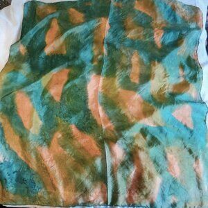 Vintage Ecem Ipek Tie-Dyed  100% Silk Scarf  32" x 32"